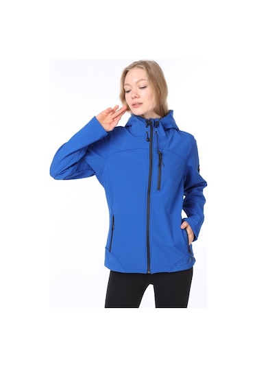 Ghassy Co.Kadın Su Rüzgar Geçirmez Softshell Mavi Spor Mont 500518795