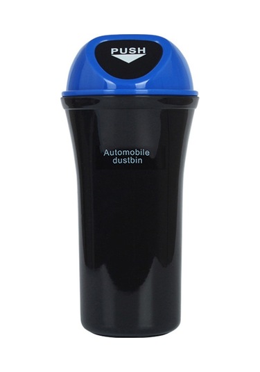 Cbtx Mini Araç Çöp Kovası İtmeli Kapak Tasarımı Araç Kapısı Bardak Tutucu Koltuk Arkası Plastik Çöp Kovası - Safir