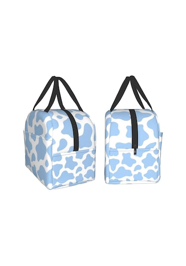 Kadınlar İçin Yalıtımlı Öğle Yemeği Çantası, Soğutucu Çanta Yeniden Kullanılabilir Öğle Yemeği Kutusu Kabı İş Ofis Seyahat Piknik Açık Mavi İnek Hayvan Açık Mavi İnek Hayvan Mutlu --