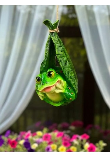 Barel'ef Polystone Asılı Bahçe Kurbağa Figürü 164852073