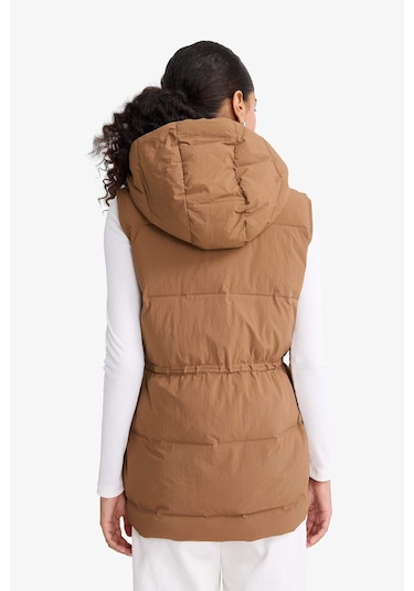 Defacto Regular Fit Kapüşonlu Fermuarlı Beli Lastikli Şişme Yelek E8592ax25aubn561 Kahve