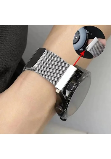 Huawei Watch Gt3 Pro 46mm Uyumlu Mıknatıslı Metal Hasır Kordon