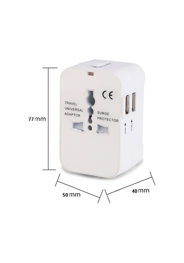 Geeroyoo Evrensel Seyahat Şarj Adaptörü - Çift Usb 2.1a Çarşıyıcı - 110v-250v Evrensel Güç Prizi Beyaz