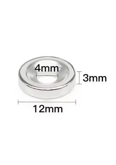 Havşa Delikli Neodim Neodyum Mıknatıs Ø12mm X 3mm-4mm 5 Adet