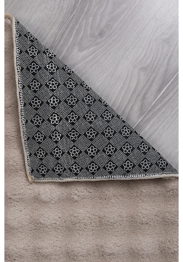 Dekoratif Bubble Uzun Tüylü Yumuşak Puffy Peluş Kaymaz Yıkanabilir Salon Koridor Halı Yolluk Bej