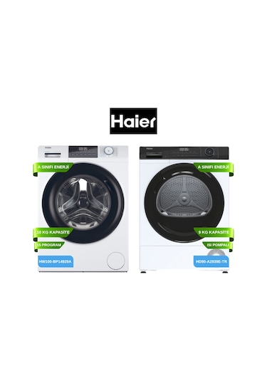 Haier HW100-BP14929A-S - HD90-A2939E-TR 2'li Beyaz Eşya Seti