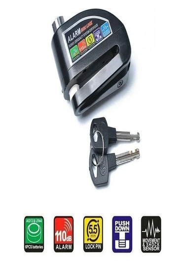 Pc-05 110db Kablolu Alarmlı 7mm Çelik Pim Motosiklet Scoter Bisik