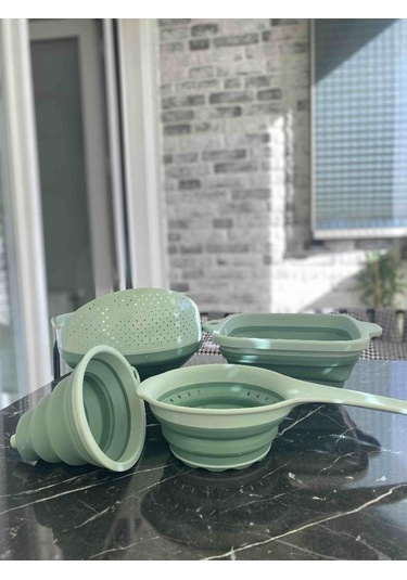 Mithra Life 4 Parça Akordiyon Yeşil Süzgeç Seti Mıt1025