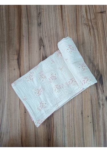 2 Katlı Müslin Kız Erkek Bebek Battaniyesi Oeko-texli %100 Pamuklu Desenli Puset Örtüsü Yenidoğan Pembe