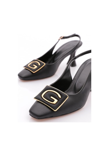 Dgn 24234 Kadin Arkasi Açik Topuklu Ayakkabi Siyah