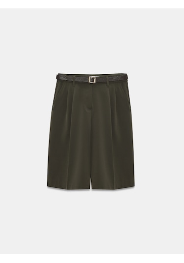 Dilvin 72652 Pilili Kemerli Bermuda-haki Haki