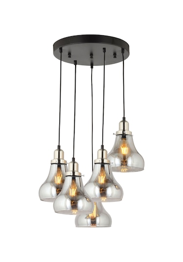 Lampaluce Cono Modern Sarkıt Salon Avizesi 5'Li Krom 40X70Cm