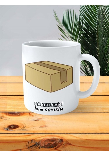 Paketleyici Meslek Baskılı Kupa Bardak Çift Taraflı Baskı Kişiye Özel Model Çok Renkli