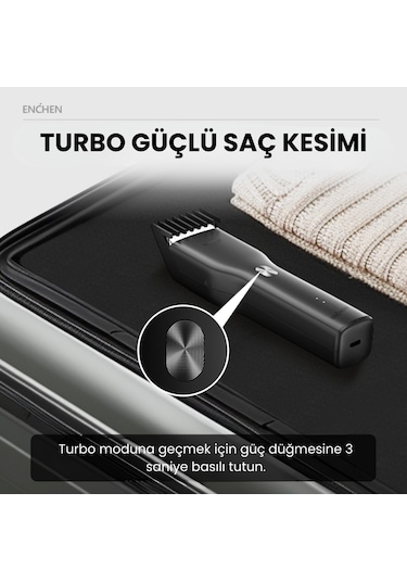 Enchen Boost Siyah Taşınabilir Şarjlı Saç Kesim Makinesi