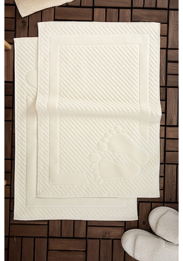 Leoline %100 Pamuk Premium 2'li Ayak Havlusu Krem