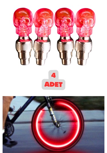 4 Adet Kırmızı Renk Hareket Sensörlü Led Işık Sibop Kafatası
