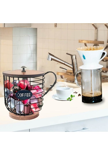 Kahve Arkadaşı Depolama Rafı Kupa Şeklinde Mutfak Depolama Sepeti, Size:gold No Words Diğer