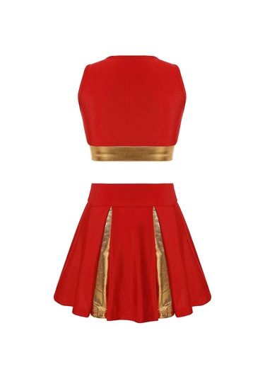 Mavi Çocuk Kız Amigo Dans Elbise Set Kolsuz Mektup Baskı Kırpma Üst Etek Tezahürat Üniforma Mavi