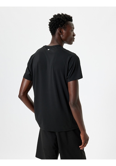 Koton Spor Tişört Slogan Baskılı Bisiklet Yaka Kısa Kollu Siyah 5wam10028nk Siyah