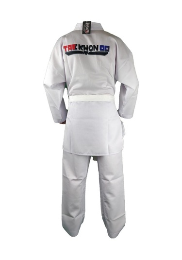 Dragondostore Dragon 10012 Fitilli Kumaş Beyaz Yaka Taekwondo Elbisesi Beyaz