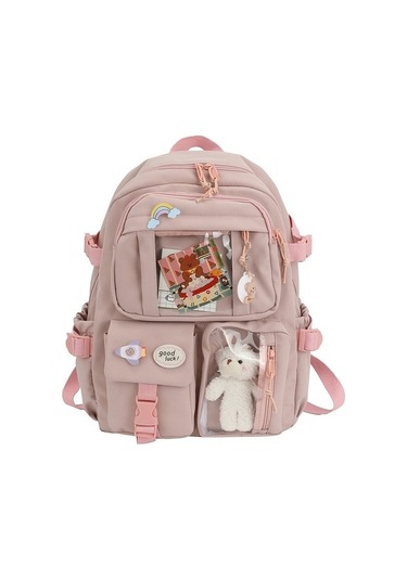 Dake 2022 Kadın Sırt Çantaları Su Geçirmez Naylon Okul Sırt Çantası Fonıı0 Açık Pembe
