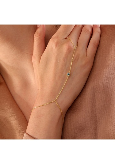 925 Ayar Gümüş Tek Taş Nazar Bocuklu Şahmeran Altın