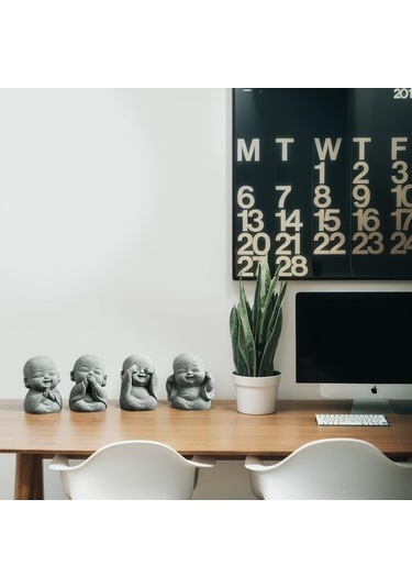 Fortunelane 4 Adet Zen Budha Heykeli - Ev Dekorasyonu Masaüstü Çay Evcil Hayvanı - Mikro Peyzaj İçin Sanatsal Heykel Seti