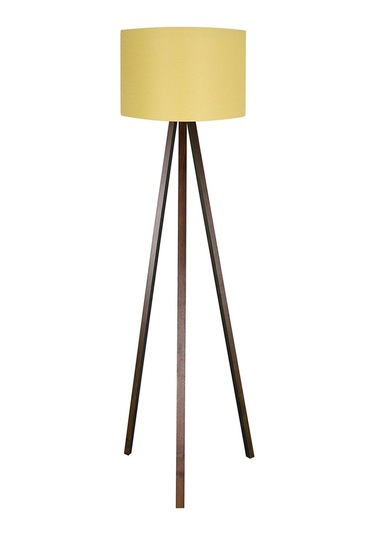 Tripod Abajur 3 Ayaklı Lambader Kumaş Yuvarlak Sarı Kahve Ly544