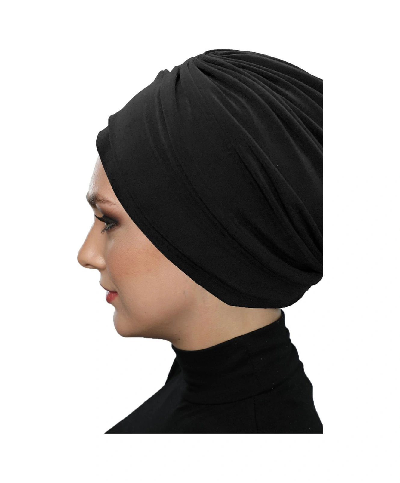 Çift Katlı Astarlı Siyah Hazır Türban Tesettür Dış Ve Havuz Bonesi Siyah