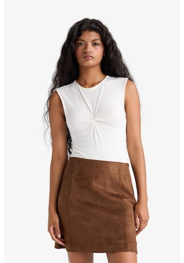 Defacto A Kesim Normal Bel Mini Süet Etek G0848ax25aubn173 Kahve