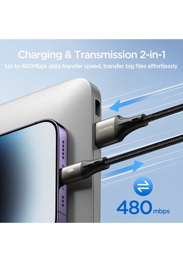 Joyroom Sa25-ac3 3a Usb'den Usb-c/type-c'ye Hızlı Şarj Veri Kablosu, Uzunluk:1,2 M