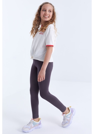 Tommylife Tommy Life Eflatun Yüksek Bel Dar Paça Kız Çocuk Tayt - 75047 Eflatun
