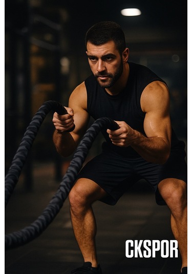 Ckspor Dayanıklı Kılıflı Antrenman Halatı 10 Metre 36 Mm Battle Rope Crossfit Dayanıklılık Güç Antrenmanı