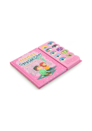 Namaz Öğreten Sesli Cihazlı Kitap Tesbihli Kızımın Çocuk Seccadesi Seti Pembe