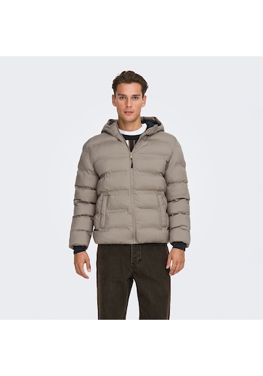 Only&sons Union Seamless Life Puffer Erkek Bej Kapüşonlu Mont Bej