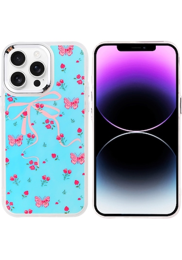 Ardemix İphone Uyumlu 14 Pro Max Kılıf Airbag Tasarımlı Ardx Hadra Kapak - Kelebek Kelebek