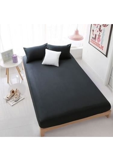 Aslans Ranforce Tek Kişilik Lastikli Çarşaf Siyah