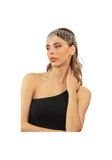 Labalaba Kadın Antik Gümüş Kaplama Zincir Detaylı Tasarım Saç Zinciri Gümüş