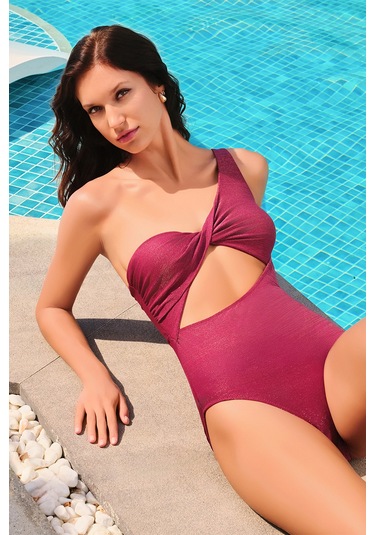 Suwen Jenny Tek Omuz Mayo Sb2549013891389 Parlak Mor