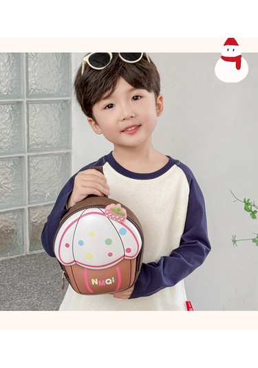 Sevimli Çapraz Kız Erkek Çocuk Cupcake Göğüs Çantası Kahverengi