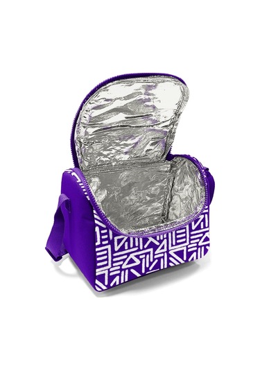 Coral High Kız Çocuk Termoslu Beslenme Çantası - Mor Beyaz Geometrik Şekiller, Kız Çocuk Mor - Beyaz