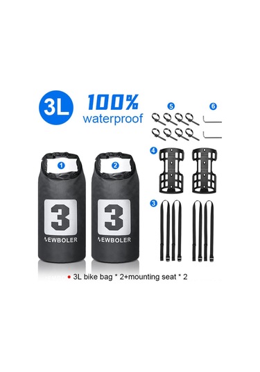 Geeksen Newboler Bisiklet Çatal Çantası 3l Siyah + Montaj Demiri - Nylon+tpu Su Geçirmez - Dağ Yolları Uzun Seyahatler İçin - 1 Set Paket Çok Renkli