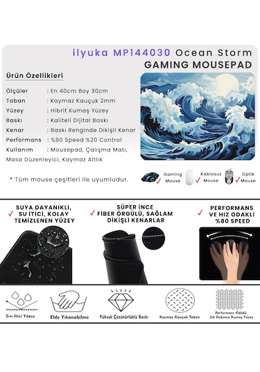 40x30cm Gaming Oyuncu Mousepad Ocean Storm Mp144030