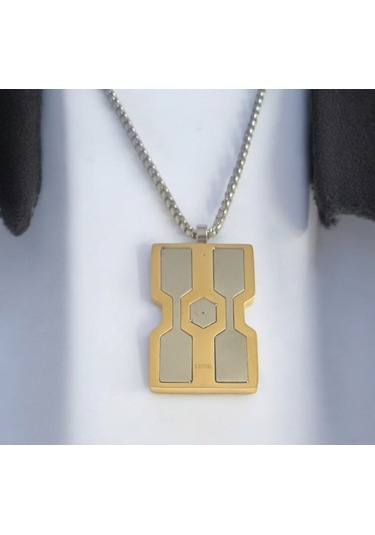 Erkek Zirkon Taşlı Çelik Kolye Ucu 8802 Altın - Gümüş