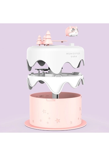 M328 Pil Tipi Mini Masaüstü Gece Lambası Karikatür Kek Sessiz Sprey Nemlendirici Pembe