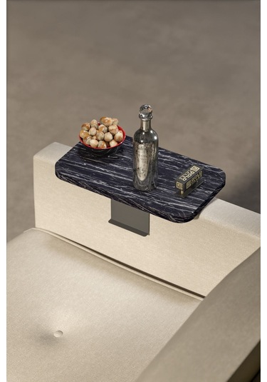 Yan Sehpa Ayarlanabilir Tepsi Dikdörtgen Dekoratif Modern Yatay Dikey Koltuk Sehpası Bendir Siyah Mermer Desen