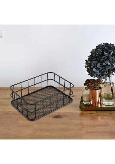 Suntek Tel Sepet Vintage İstiflenebilir Gıda Saklama Sepeti Siyah