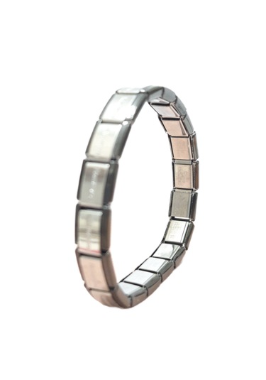 Çelik Bileklik İtalyan Charm Model Unisex Erkek Kadın 3 Mm 18 Cm Ortası Gümüş Siyah Black Gümüş - Siyah