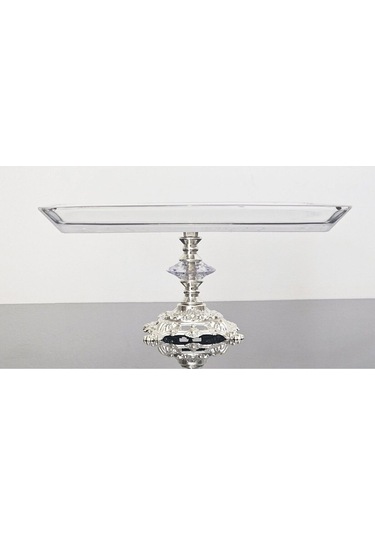 Atabey Home Döküm Ayaklı Kare Servis Tabağı Gümüş Ayak