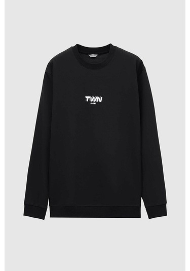 Twn Relaxed Fit Baskılı Erkek Sweatshirt 2ECE25ORT2791 - Siyah